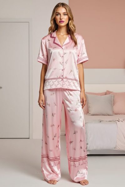 Blossom Whisper Mulberry Silk Pajama Set