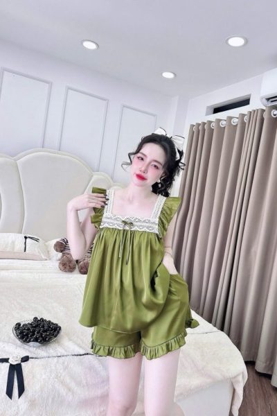 Ruffled Lace-Trim Camisole Set