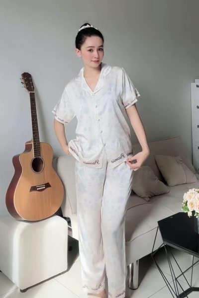 Vintage button down short-sleeve pajama set