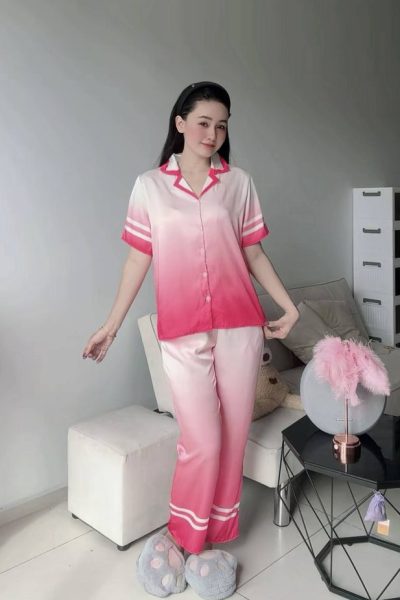Ombre Mulberry  Silk Short-Sleeve Pajama Set