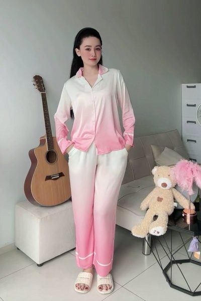 Ombre pink Long-Sleeve Pajama Set