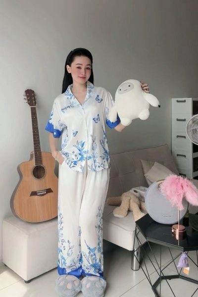 Mulberry Silk Floral Short-Sleeve Pajama Set